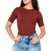 imageBAMBOO COOL Womens Seamless Tight TShirts Slim Fit Basic Ribbed Tees Short Sleeve Crew Neck TopRed