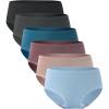 imageBAMBOO COOL Womens Underwear Soft Lace Panties Mid Waisted Seamless Briefs Moisture Wicking Stretchy 6 PackMulticolor5packc