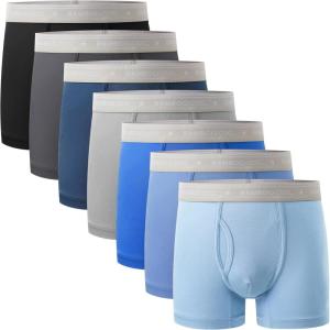 imageBAMBOO COOL Boys Boxer Briefs Underewar for Boy Multicolor Week Theme 7 Pack with Fly Soft and BreathableEblack1 grey2 blue4