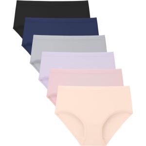 imageBAMBOO COOL Girls Underwear Breathable MoistureWiking Panties Lightweight Soft Solid Color Briefs 6 Pack 614YMulticoloreda6 Packs