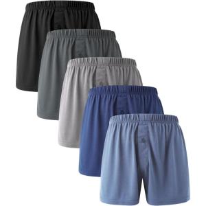 imageBAMBOO COOL Mens Boxers Durable Comfortable Boxer Shorts for Men Loose UltraSoft Mens Underwear 3 or 5 Pack5dblackDark BlueLight BlueGreyLight Grey