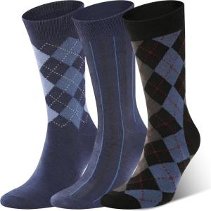 imageBAMBOO COOL Mens Dress Socks Crew SocksBamboo Viscose Lightweight Thin Argyle Pattern Ribbed striped 36 PackMulticolor A3