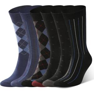 imageBAMBOO COOL Mens Dress Socks Crew SocksBamboo Viscose Lightweight Thin Argyle Pattern Ribbed striped 36 PackMulticolor C6