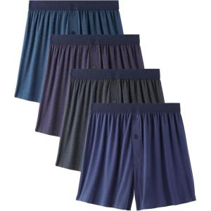 imageBAMBOO COOL Mens Underwear Boxers Moisturewicking and Cool Mens Boxer Shorts Loose Fit Super Soft 4 Pack4bbluePurpleDark BlueDark Grey