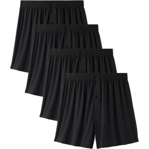 imageBAMBOO COOL Mens Underwear Boxers Moisturewicking and Cool Mens Boxer Shorts Loose Fit Super Soft 4 Pack4dblack4