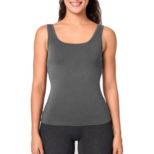 imageBAMBOO COOL ShelfBra Camisole for Women Chest Cover Basic Tank Top with Adjustable Strap Soft UndershirtGrey