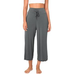 imageBAMBOO COOL Women Pajama Pants High Waisted Wide Leg Lounge Sleep Bottoms Light Weight Casual Yoga Capri PantsGrey