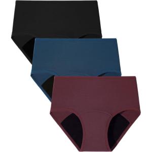 imageBAMBOO COOL Womens Period Underwear Absorbent Panties High Waisted Leakproof Postpartum Maternity Panties3 PackMulticolor B3pack