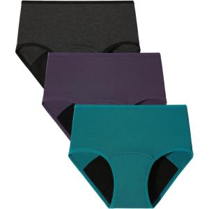 imageBAMBOO COOL Womens Period Underwear Absorbent Panties High Waisted Leakproof Postpartum Maternity Panties3 PackMulticolor C3pack
