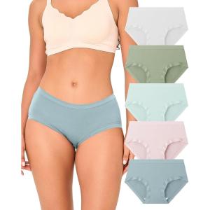 imageBAMBOO COOL Womens Underwear Mid Waisted Brief Ladies Panties Moisture Wicking Stretchy Full Coverage 5 PackMulticolor5packa