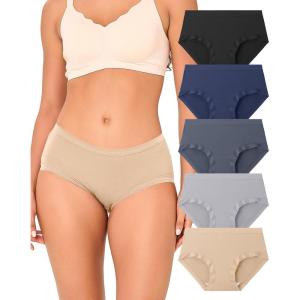 imageBAMBOO COOL Womens Underwear Mid Waisted Brief Ladies Panties Moisture Wicking Stretchy Full Coverage 5 PackMulticolor5packb