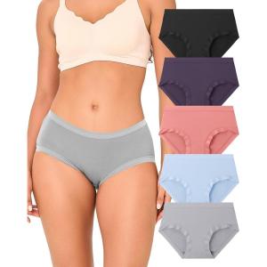 imageBAMBOO COOL Womens Underwear Mid Waisted Brief Ladies Panties Moisture Wicking Stretchy Full Coverage 5 PackMulticolor5packc