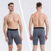 imageBAMBOO COOL Mens Long Boxer Briefs Performance Long Leg Sports Boxer Brief Underwear MultiPack03red  Dark Blue  Dark Grey