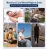 imageBAMBOO COOL Mens Pajama Set Summer Pjs Sleepwear Short Sleeve Shirts Soft Lightweight Sleep Sets Loungewear with PocketsBlack