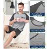 imageBAMBOO COOL Mens Pajama Set Summer Pjs Sleepwear Short Sleeve Shirts Soft Lightweight Sleep Sets Loungewear with PocketsDark Grey