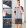 imageBAMBOO COOL Mens Pajama Set Summer Pjs Sleepwear Short Sleeve Shirts Soft Lightweight Sleep Sets Loungewear with PocketsDark Grey