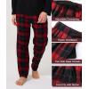 imageBAMBOO COOL Mens Plaid Pajamas Set Soft Sleepwear Long Sleeve Shirts and Woven Pants Lightweight Loungewear Pjs with PocketsBlackRed Plaid