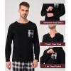 imageBAMBOO COOL Mens Plaid Pajamas Set Soft Sleepwear Long Sleeve Shirts and Woven Pants Lightweight Loungewear Pjs with PocketsBlackWhite Plaid