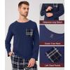 imageBAMBOO COOL Mens Plaid Pajamas Set Soft Sleepwear Long Sleeve Shirts and Woven Pants Lightweight Loungewear Pjs with PocketsNavyNavy Plaid