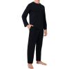 imageBAMBOO COOL Mens Pajama Set Bamboo Viscose Soft Pijamas Sets for Men Long Sleeve Full Length Pants Pjs Sleepwear with PocketsBlack