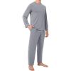 imageBAMBOO COOL Mens Pajama Set Bamboo Viscose Soft Pijamas Sets for Men Long Sleeve Full Length Pants Pjs Sleepwear with PocketsGrey