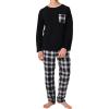 imageBAMBOO COOL Mens Plaid Pajamas Set Soft Sleepwear Long Sleeve Shirts and Woven Pants Lightweight Loungewear Pjs with PocketsBlackWhite Plaid