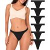 imageBAMBOO COOL Womens Thongs Breathable Underwear High Stretchy Lace Low Waisted Panties Tagless 6 PackMulticoloured C 6pack