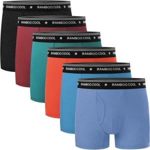 imageBAMBOO COOL Boys Big Performance Boxer Briefs Breathable MoistureWicking Mesh Underwear Multicolor 6 PackAblue black ocean Blue orange turquoise Green dark Red