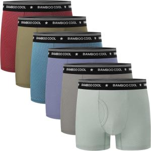 imageBAMBOO COOL Boys Big Performance Boxer Briefs Breathable MoistureWicking Mesh Underwear Multicolor 6 PackColive Green dark Blue smoky Blue dark Red cyan Gray bluegray
