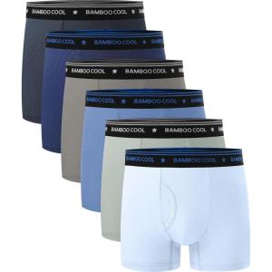imageBAMBOO COOL Boys Big Performance Boxer Briefs Breathable MoistureWicking Mesh Underwear Multicolor 6 PackDcyan Gray bluegray navy Blue dark Grey ocean Blue light Blue