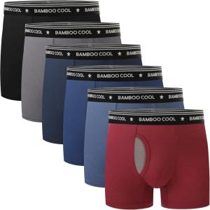 imageBAMBOO COOL Boys Underwear Boxer Briefs for Boy Breathable Mesh Fly Zone MoistureWicking 6 PackBmesh Fly Zone Black haze Blue navy Blue dark Red dark Gray dark Blue