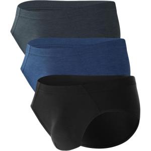 imageBAMBOO COOL Mens Tagless Briefs Coverd Waistband Comfort Soft Underwear with Contour Pouch Breathable Underpants MultipacksBlack blue gray3pack