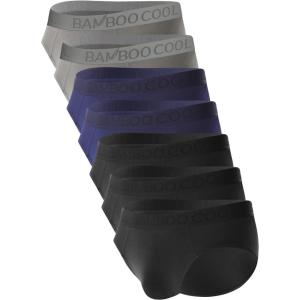 imageBAMBOO COOL Mens Tagless Briefs Coverd Waistband Comfort Soft Underwear with Contour Pouch Breathable Underpants MultipacksBlack blue gray7pack