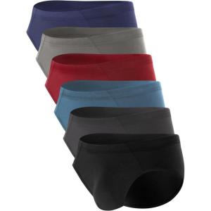 imageBAMBOO COOL Mens Tagless Briefs Coverd Waistband Comfort Soft Underwear with Contour Pouch Breathable Underpants MultipacksBlack red blue gray6pack