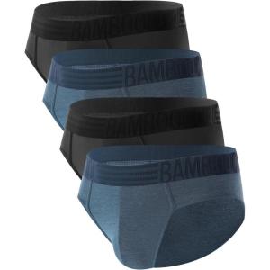 imageBAMBOO COOL Mens Tagless Briefs Coverd Waistband Comfort Soft Underwear with Contour Pouch Breathable Underpants MultipacksBlue black