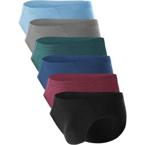 imageBAMBOO COOL Mens Tagless Briefs Coverd Waistband Comfort Soft Underwear with Contour Pouch Breathable Underpants MultipacksBlue gray black green red6pack