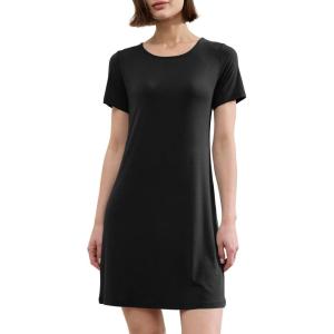 imageBAMBOO COOL Nightgowns for Women Sleepshirts Cute Short Sleeve Dress Pajamas Womens Soft SleepwearBlack