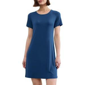 imageBAMBOO COOL Nightgowns for Women Sleepshirts Cute Short Sleeve Dress Pajamas Womens Soft SleepwearDark Blue
