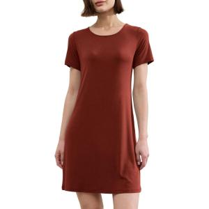 imageBAMBOO COOL Nightgowns for Women Sleepshirts Cute Short Sleeve Dress Pajamas Womens Soft SleepwearRed