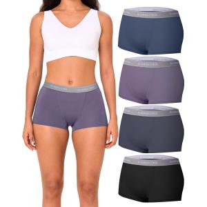 imageBAMBOO COOL Womens Boyshort Panties Cooling Underwear Soft Lightweight Moisture Wicking Boxer Briefs for Ladies 4 PackMulticoloured B 4 Pack