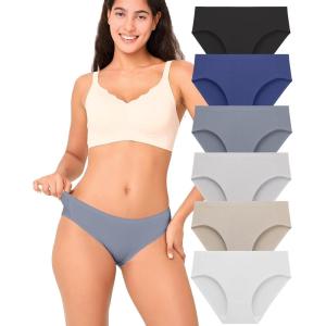 imageBAMBOO COOL Womens No Show Bikini Seamless Underwear for Women Low Waisted Nonmarking Stretch Panties Full Coverage6 PackMulticolor6packc