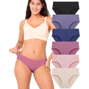 imageBAMBOO COOL Womens No Show Bikini Seamless Underwear for Women Low Waisted Nonmarking Stretch Panties Full Coverage6 PackMulticolor6packe