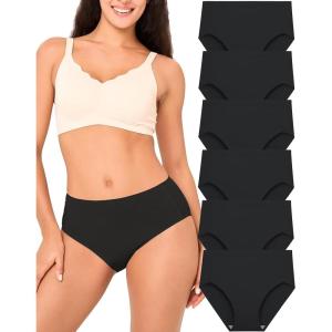 imageBAMBOO COOL Womens No Show Briefs Seamless Underwear for Women High Waist Nonmarking Full Coverage Stretch Panties6 PackMulticolor6packa