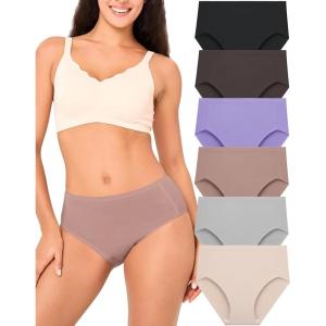 imageBAMBOO COOL Womens No Show Briefs Seamless Underwear for Women High Waist Nonmarking Full Coverage Stretch Panties6 PackMulticolor6packc