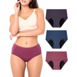 imageBAMBOO COOL Womens Period Underwear High Waisted Leakproof Postpartum Maternity Panties Soft Breathable3 PackMulticolor A3pack