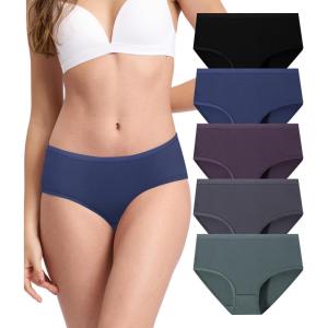 imageBAMBOO COOL Womens Underwear Soft Mid Waist Brief Moisture Wicking Panties for Women 5PackMulticolor C5pack