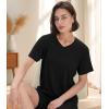 imageBAMBOO COOL Womens VNeck T Shirts Classic Short Sleeve Sexy Fit Tops for Women Basic TeesBlack