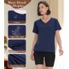 imageBAMBOO COOL Womens VNeck T Shirts Classic Short Sleeve Sexy Fit Tops for Women Basic TeesDark Blue