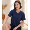imageBAMBOO COOL Womens VNeck T Shirts Classic Short Sleeve Sexy Fit Tops for Women Basic TeesDark Blue