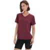 imageBAMBOO COOL Womens VNeck T Shirts Classic Short Sleeve Sexy Fit Tops for Women Basic TeesRed